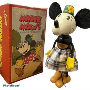 SCHYLLING retro Minnie Mouse rare fun-e-flex wood doll